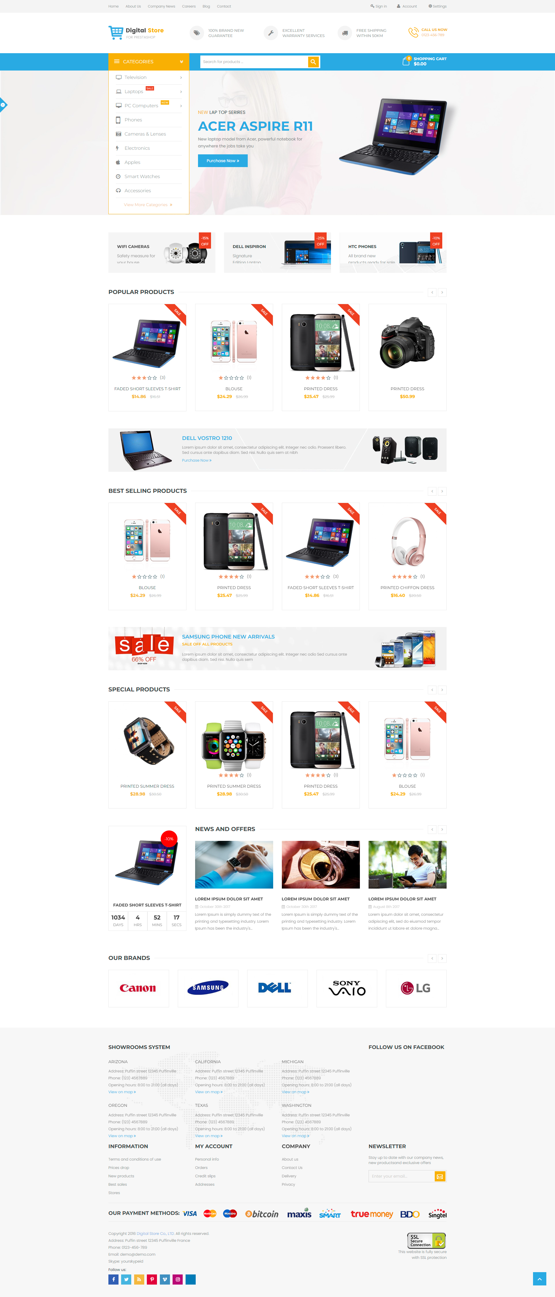 template de elctrodomesticos prestashop